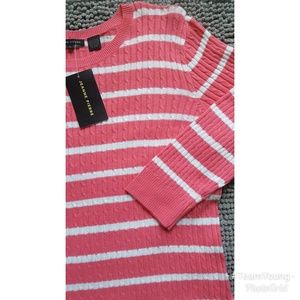 COPY - [Jeanne Pierre] Striped Layered  Cable knit Sweate